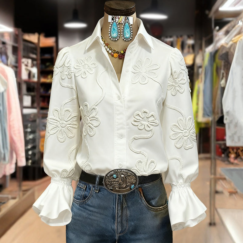 Draline™ - Blouse Florale Élégante à Manches Longues