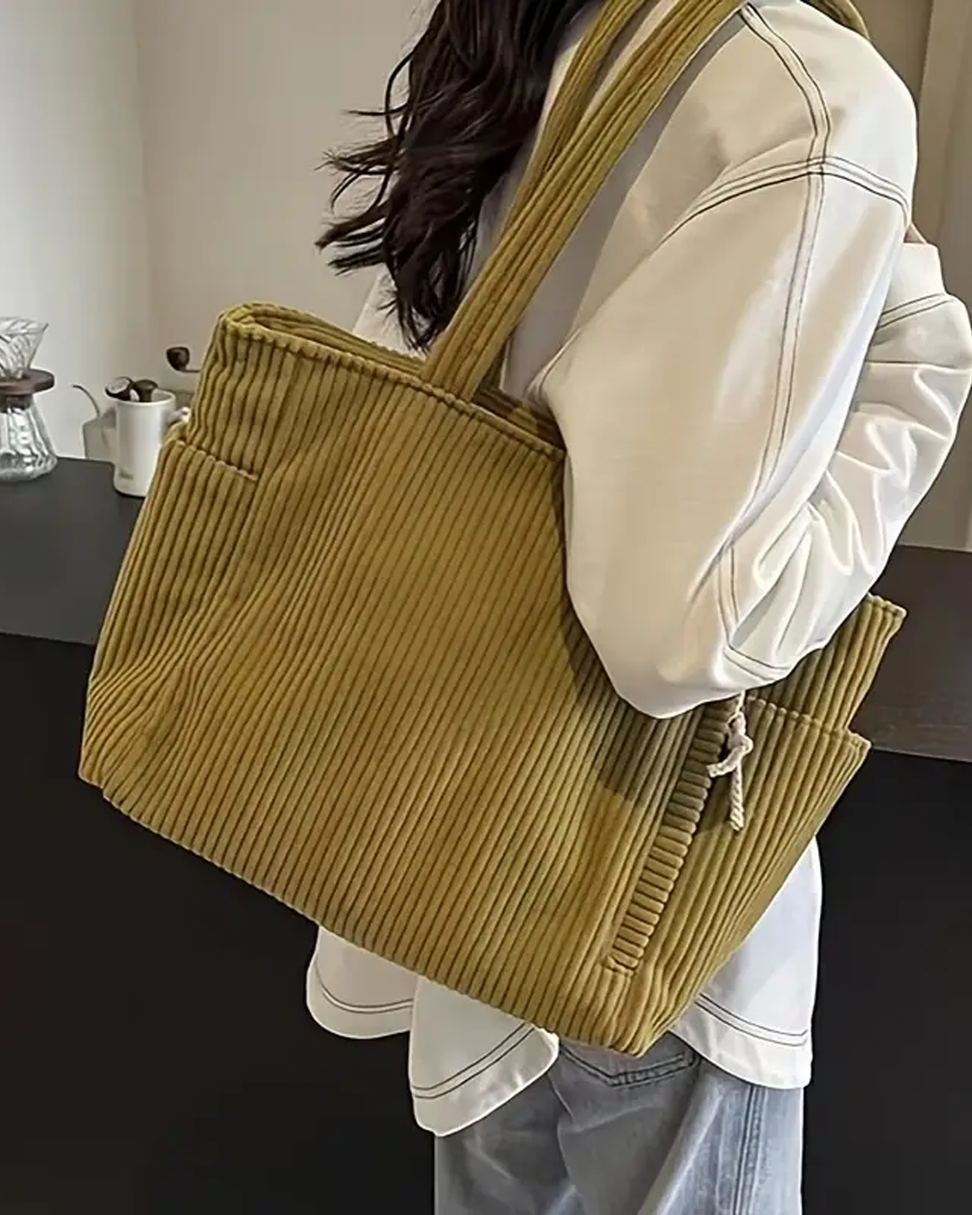 Gisara™ - Sac fourre-tout côtelé avec détail en corde