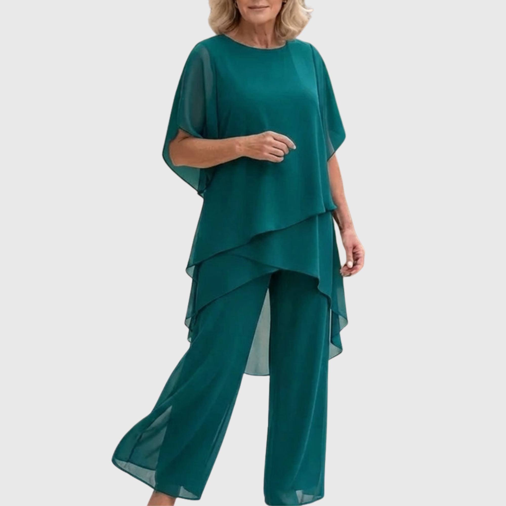 Fosira™ - Ensemble Élégant pour Femmes avec Pantalon Palazzo Drapé