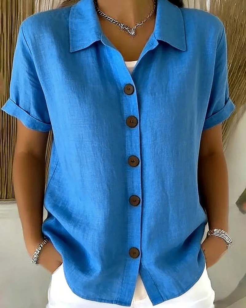 Marovia - Blouse femme boutonnée à manches courtes