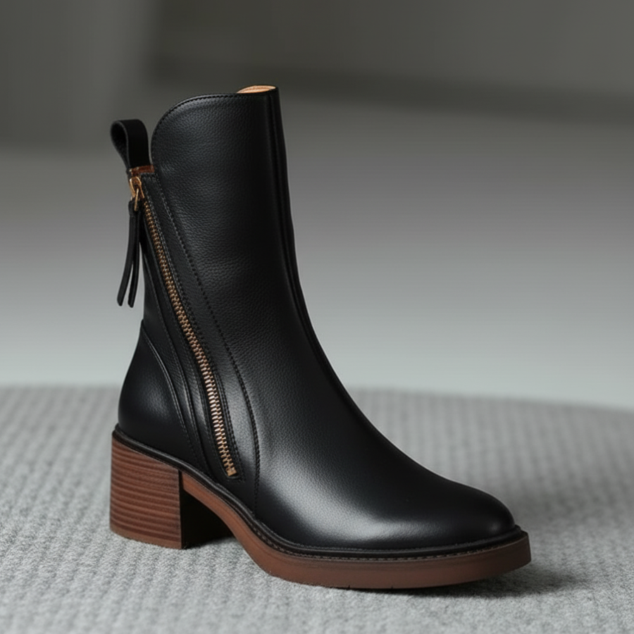 Helara™ - Bottes en Cuir Noires Élégantes et Confortables