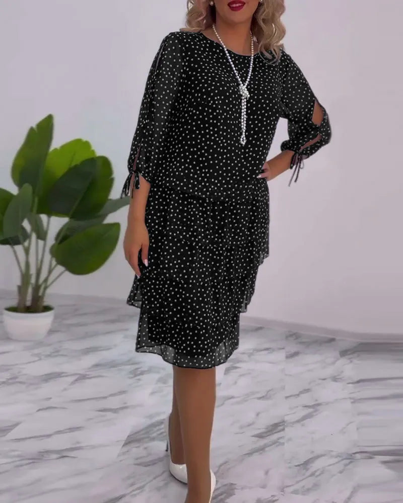 Fallon - Robe femme à pois avec manches en dentelle