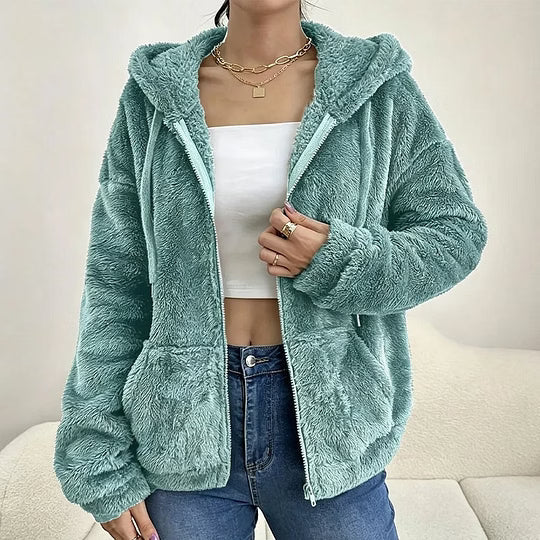 Klasina - Veste Douce à Capuche et Fermeture Éclair pour Femme