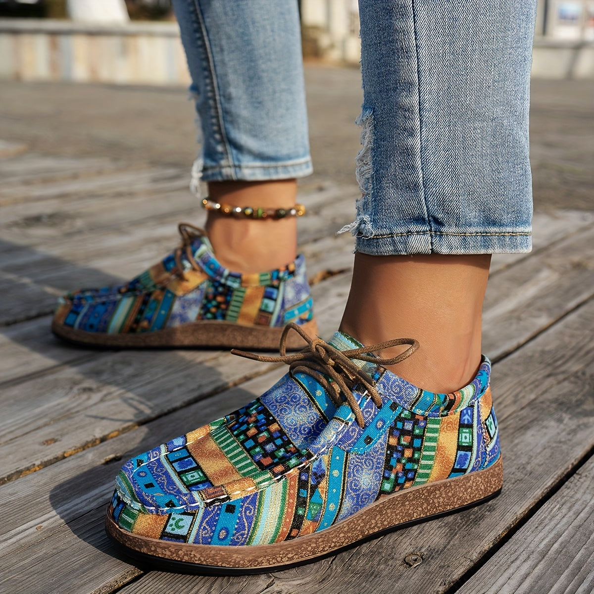 Éléonore - Baskets femme patchwork à lacets pour confort quotidien
