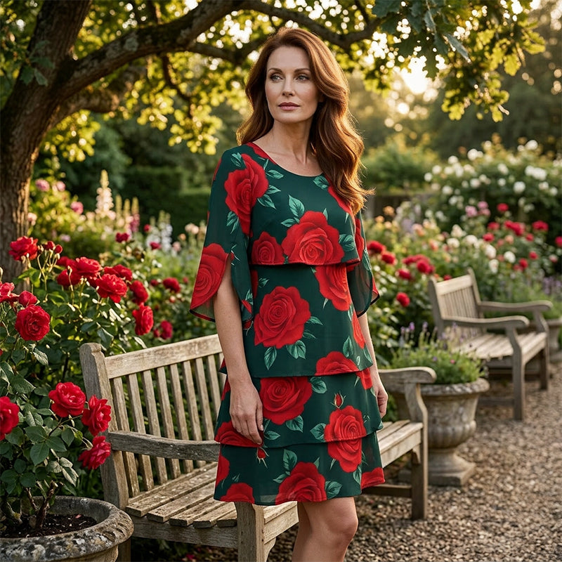 Qyvelle™ - Robe Femme Imprimé Floral Coupe Ample Manches Fluides Style Élégant