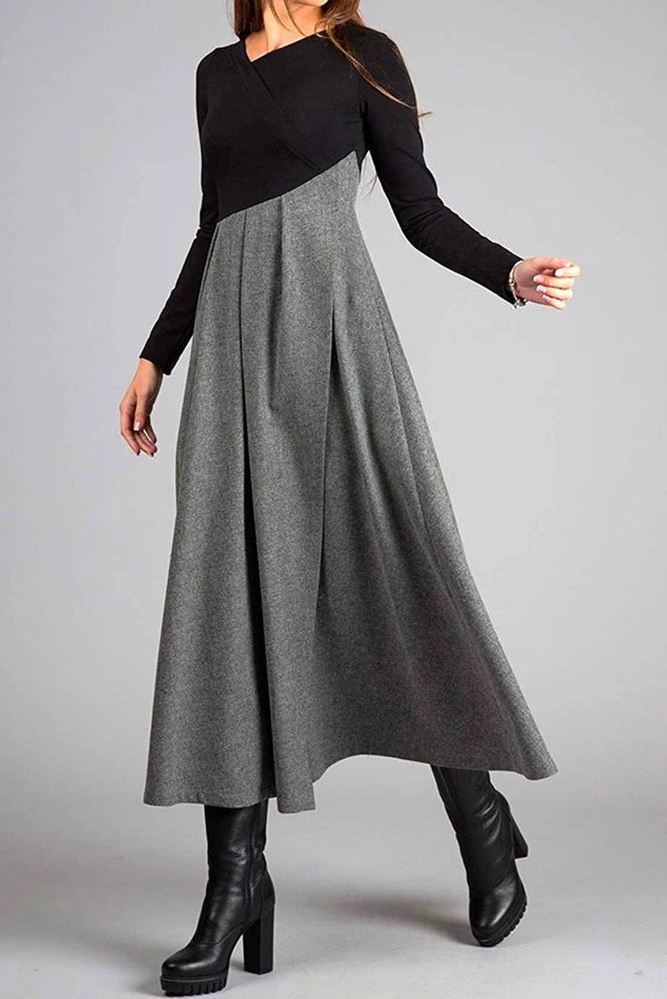 Manon™ - Élégante robe longue à manches longues