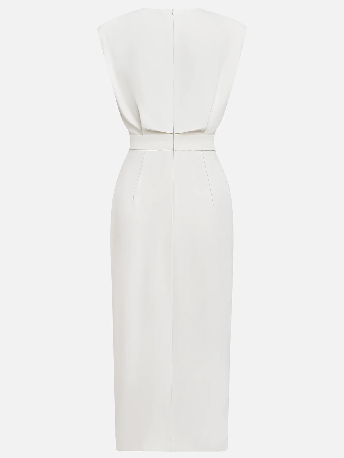 Floralia™ - Robe midi unie avec fente à boutons et décolleté rond