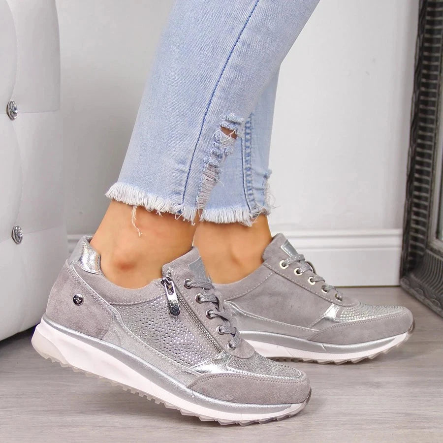 Ellemieke - Baskets femme orthopédiques avec zip latéral