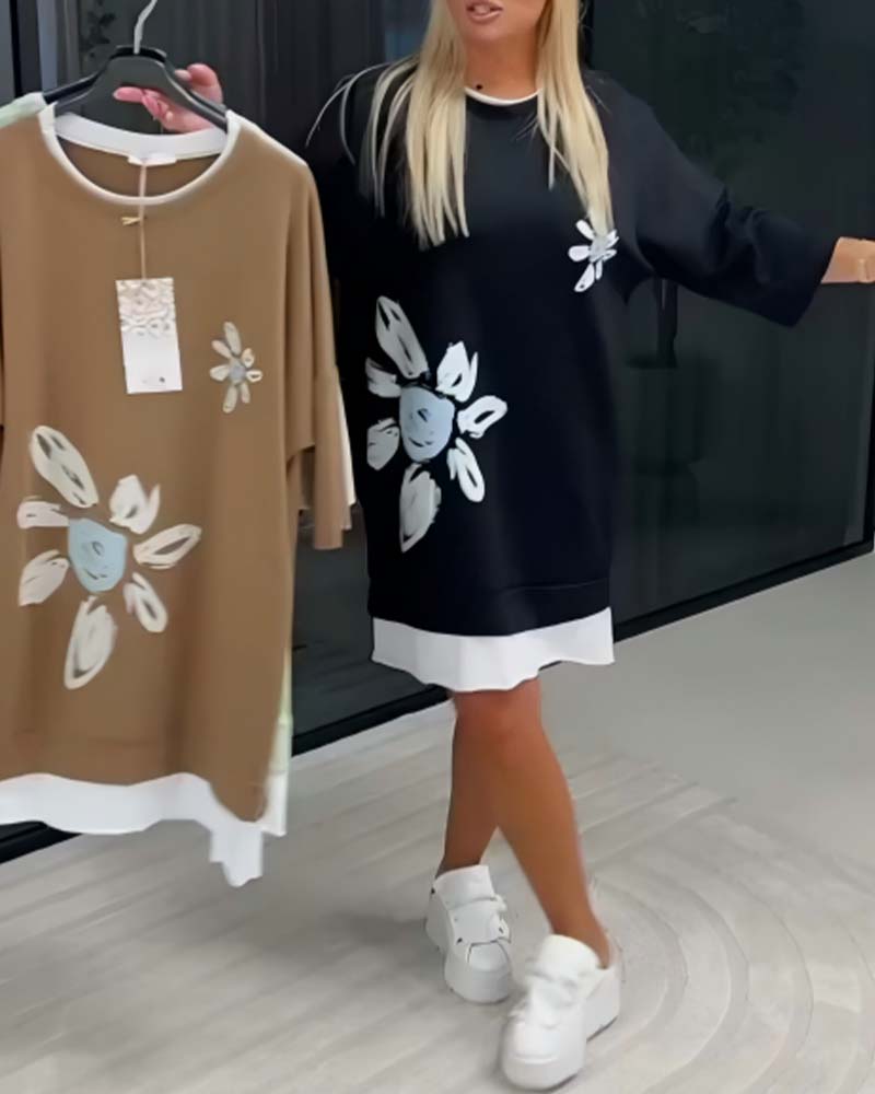 Ravessa™ - Robe Décontractée Style Sweat À Motif Floral