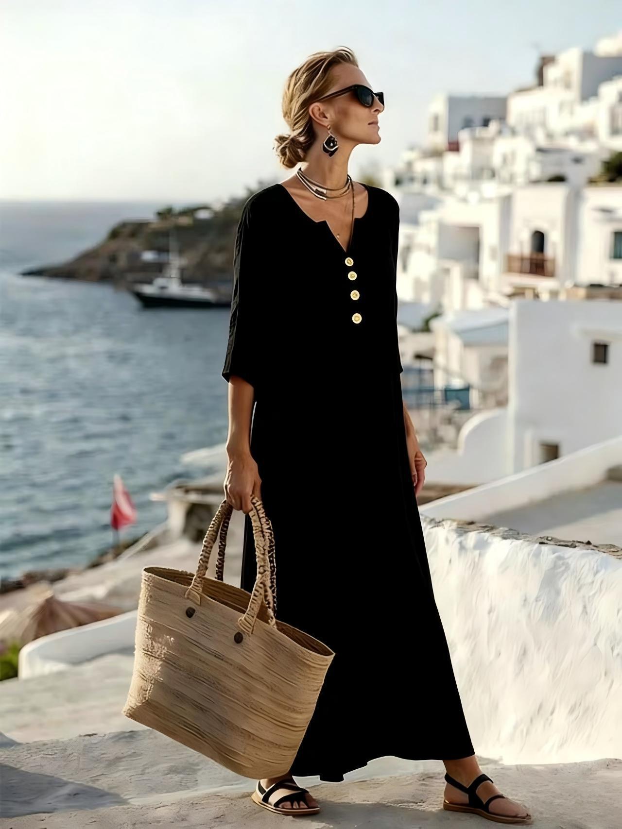 Ilyxa™ - Robe Femme Longue Lin Confort Fluide Pour Été Quotidien
