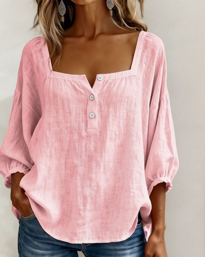 Glyressa™ - Blouse Femme Élégante à Col Carré