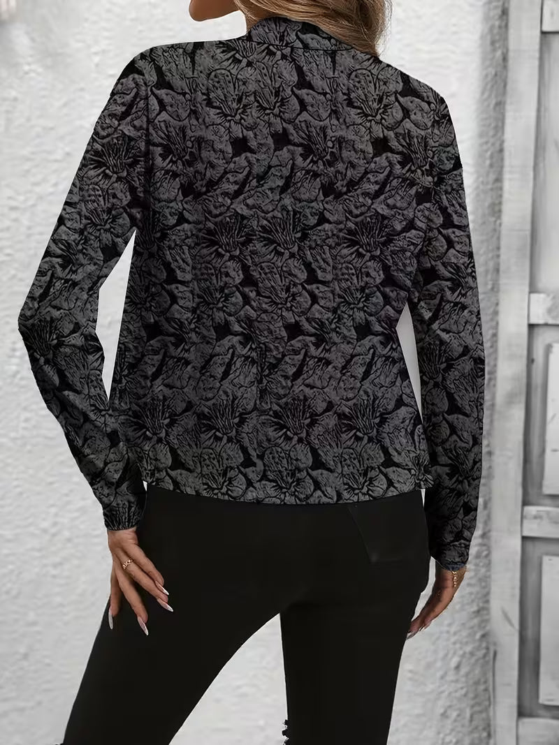 Mylène - Blazer femme floral à col structuré et manches longues