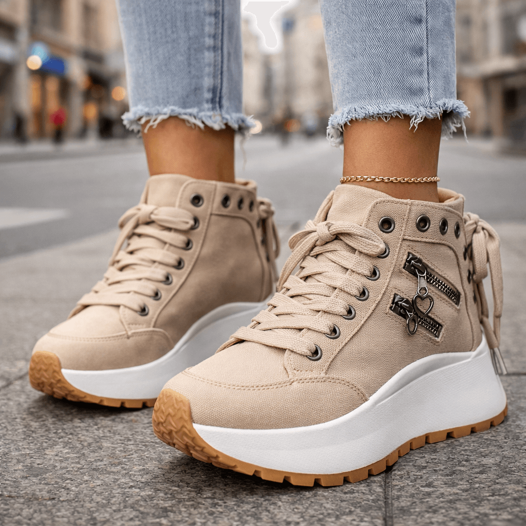 Jasmyra™ - Baskets plateforme femme denim bleu style chunky moderne