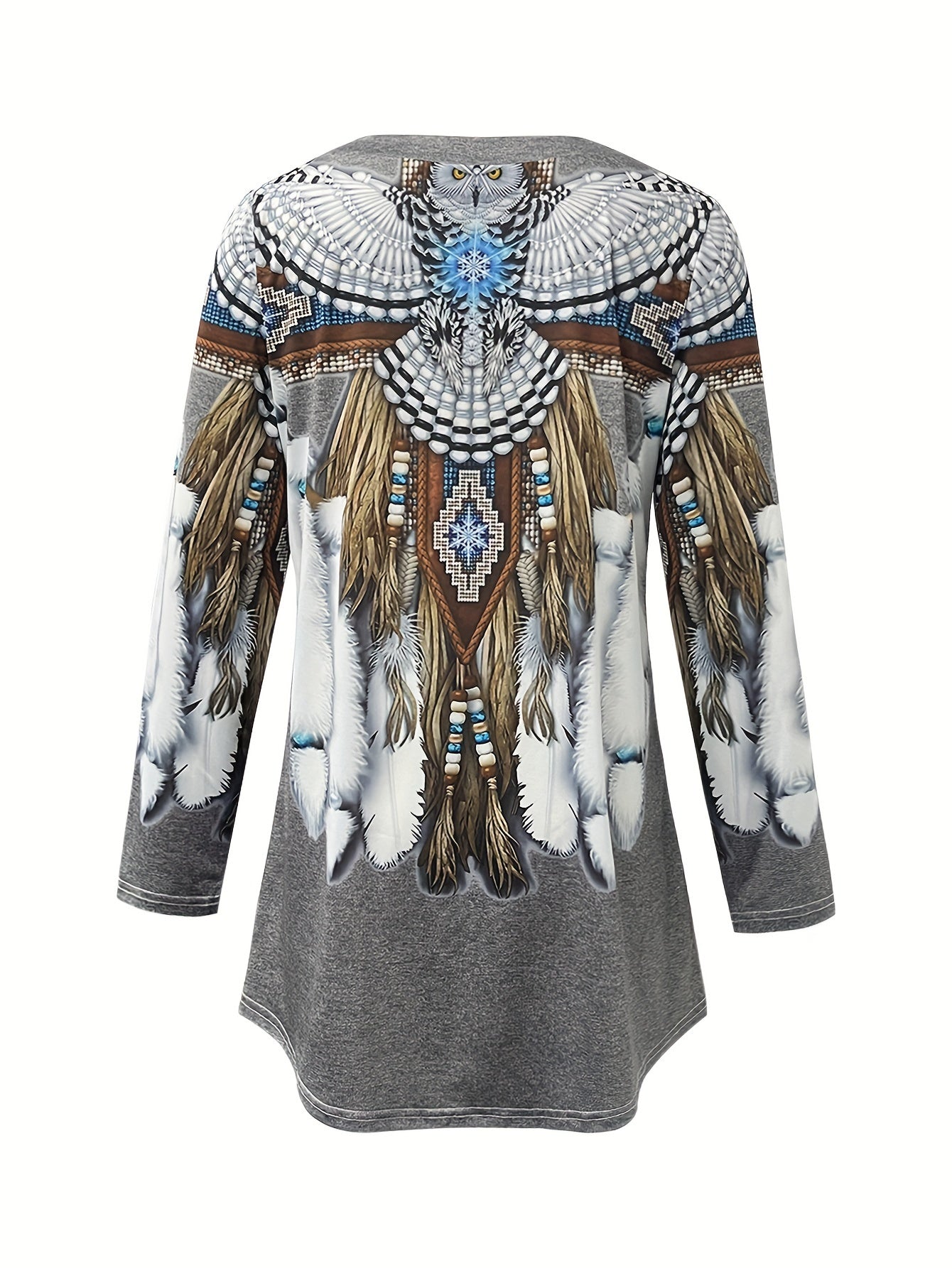 Joelene™ - T-shirt vintage ethnique à manches longues