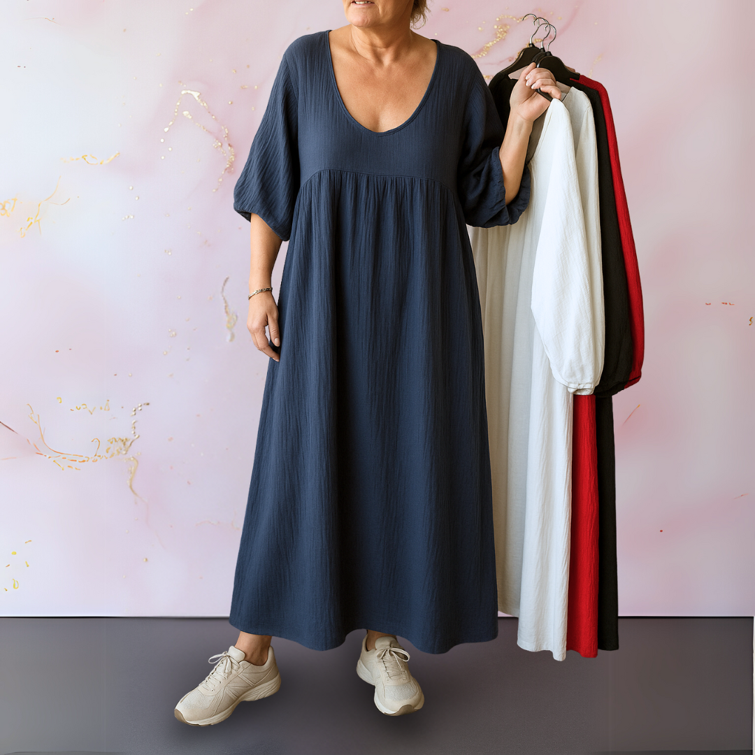Cléo™ - Robe Unicolore avec V-hals