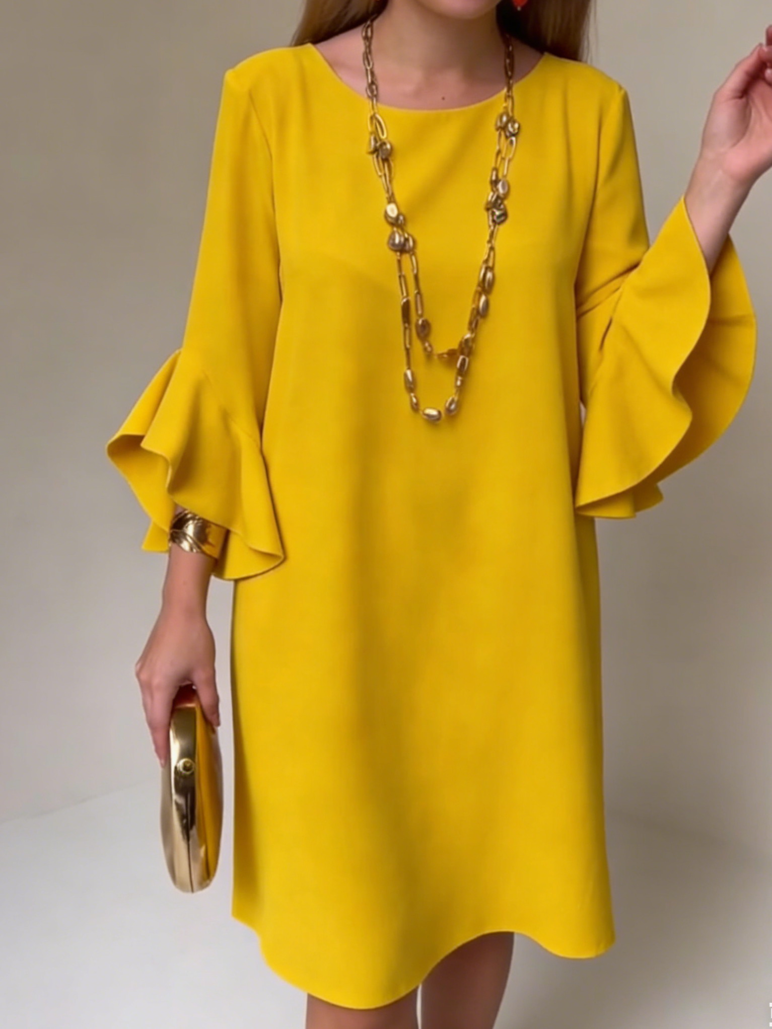 Eryza™ - Robe Femme Fluide Manches à Volants Coupe Confort Style Élégant