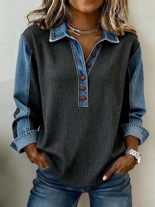 Marisolenne - Sweatshirt Casual À Surpiqûres Contrastées