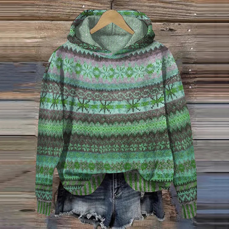 Aurelissa - Hoodie Ethnique Multicolore en Maille Douce