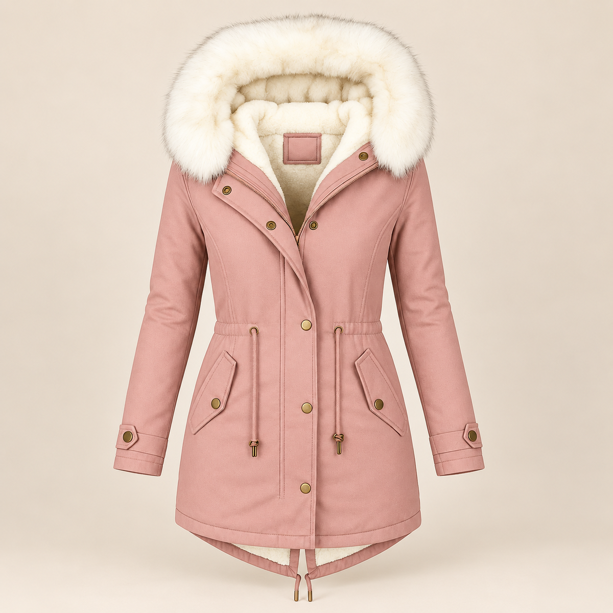 Charline - Parka longue femme à capuche et taille ajustable