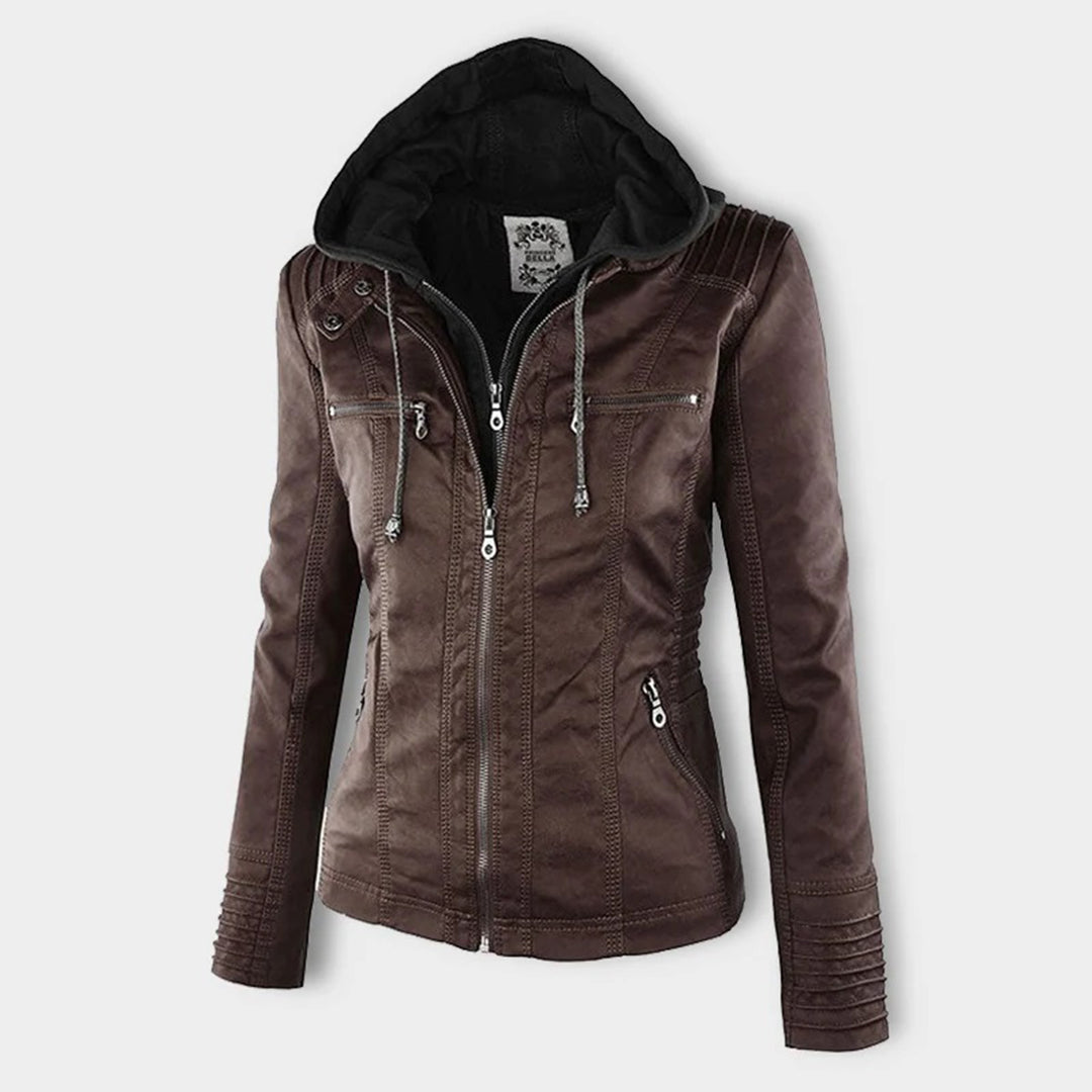 Rieke - Veste femme en similicuir à capuche et fermeture éclair