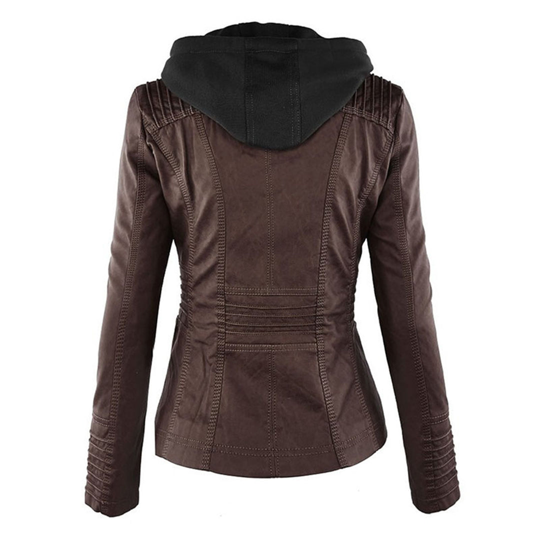 Rieke - Veste femme en similicuir à capuche et fermeture éclair