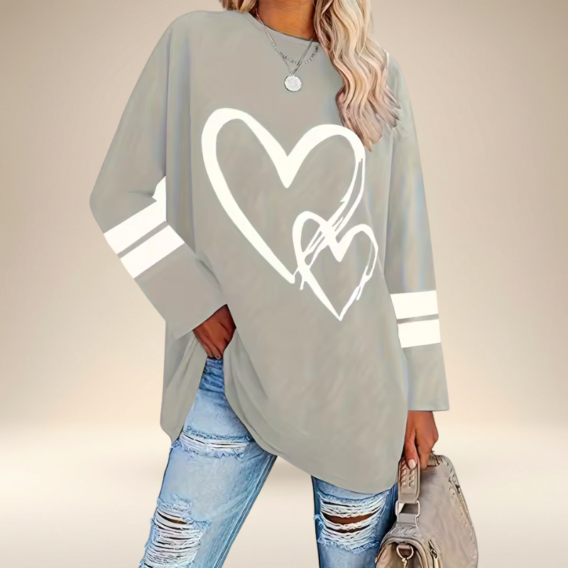 Faloria™ - Sweat Oversize Femme à Imprimé Cœur