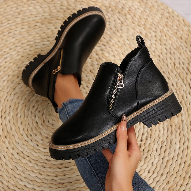 Zarah - Bottines femme à plateforme avec fermeture latérale zippée