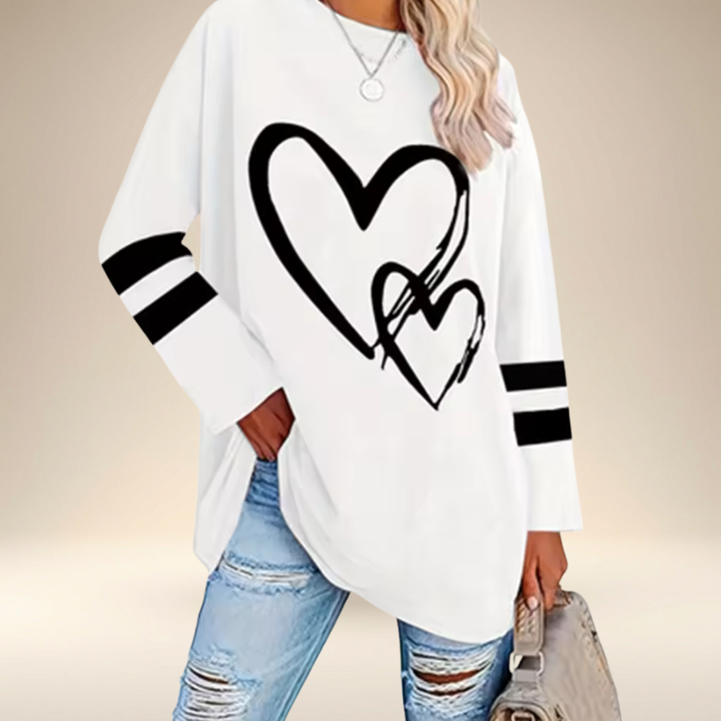 Faloria™ - Sweat Oversize Femme à Imprimé Cœur