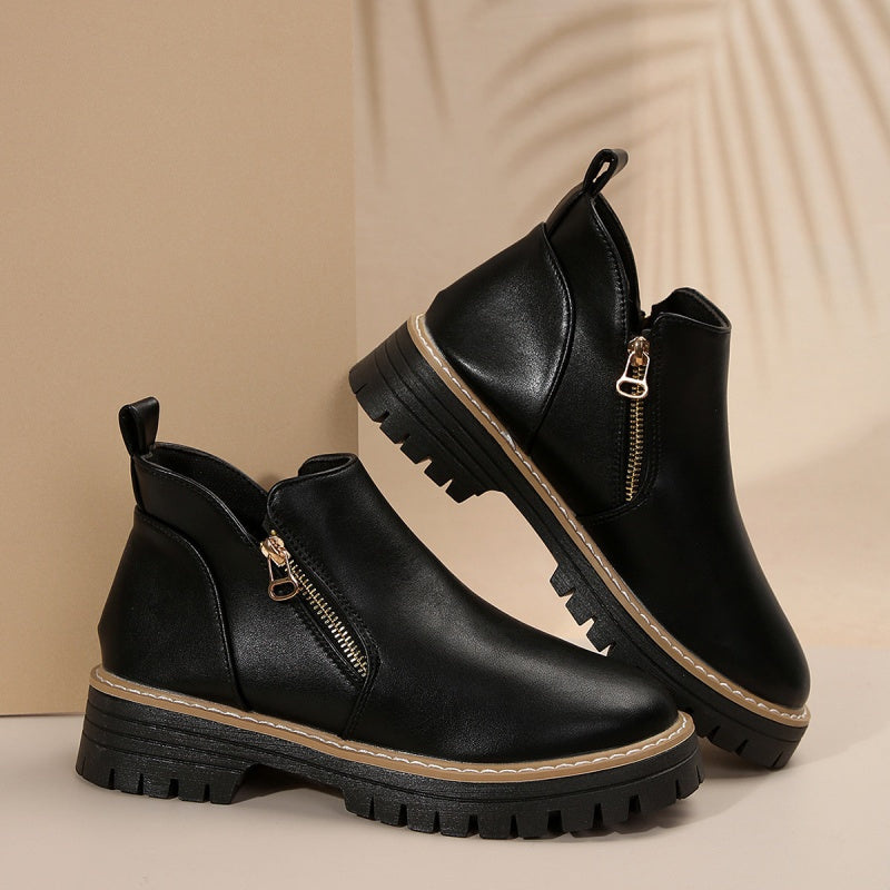 Zarah - Bottines femme à plateforme avec fermeture latérale zippée