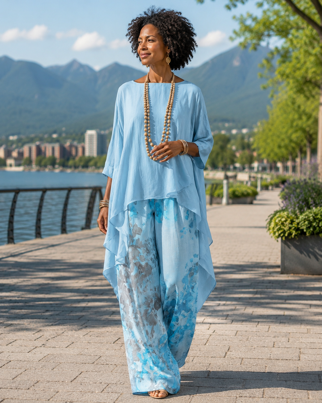 Glyndra - Ensemble femme bohème fluide avec pantalon floral