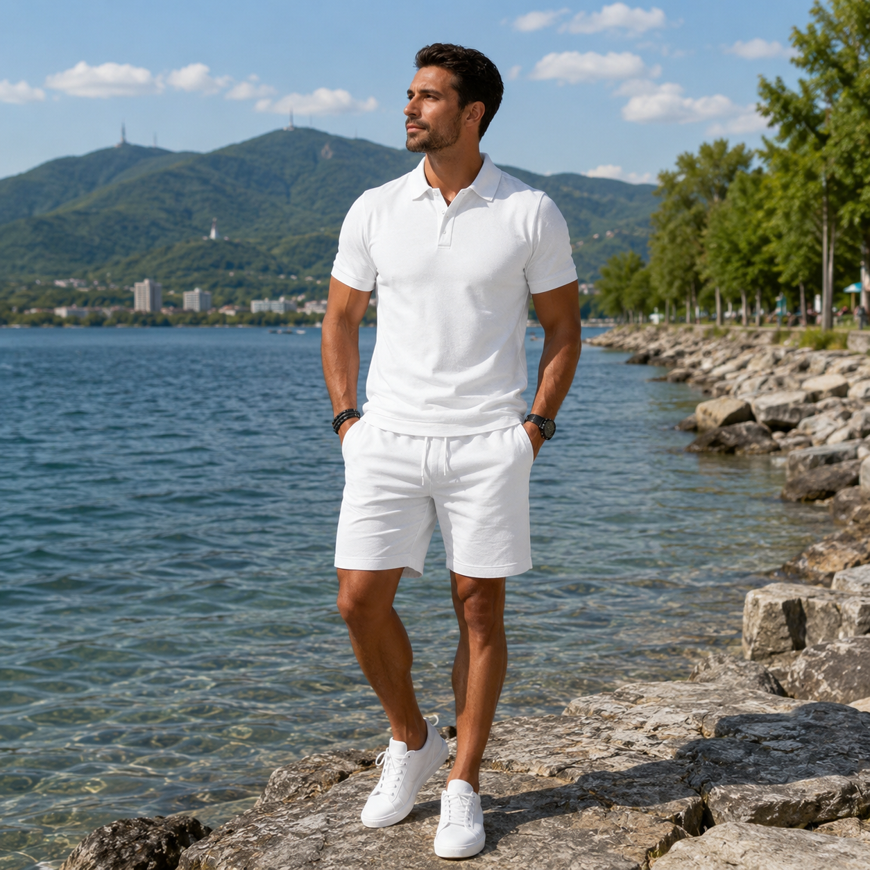Adrien - Ensemble d'été pour hommes avec polo et shorts