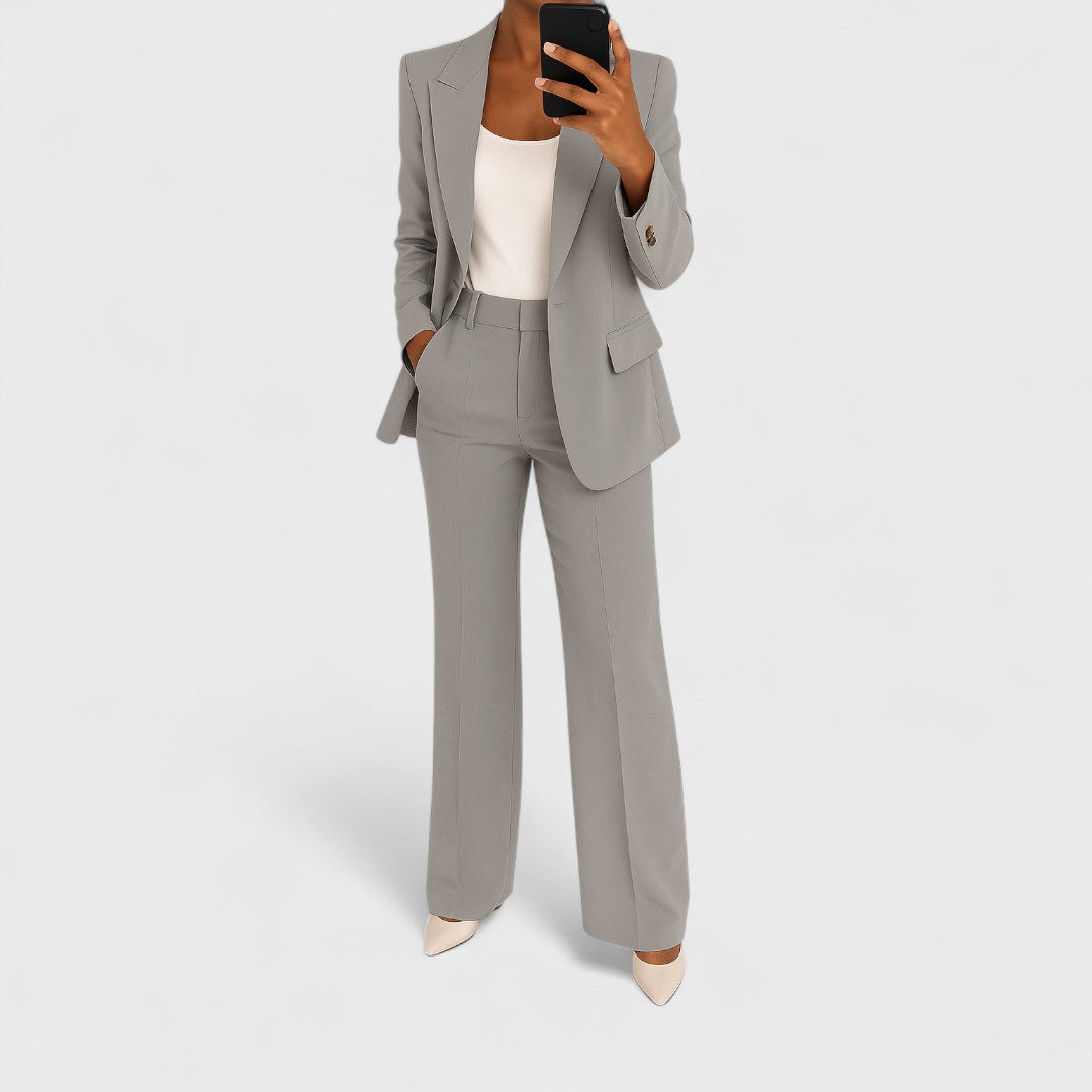 Marlou - Ensemble femme tailleur avec blazer et pantalon large