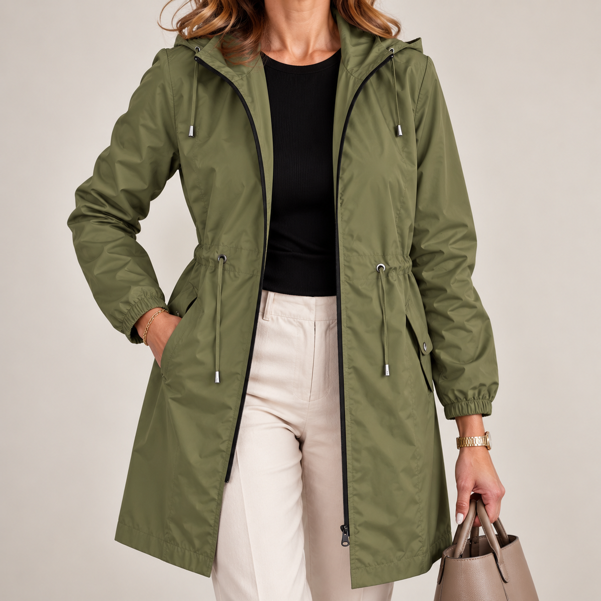 Mirette - Parka femme légère imperméable avec capuche ajustable