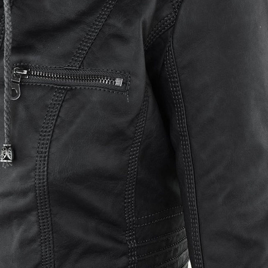 Rieke - Veste femme en similicuir à capuche et fermeture éclair