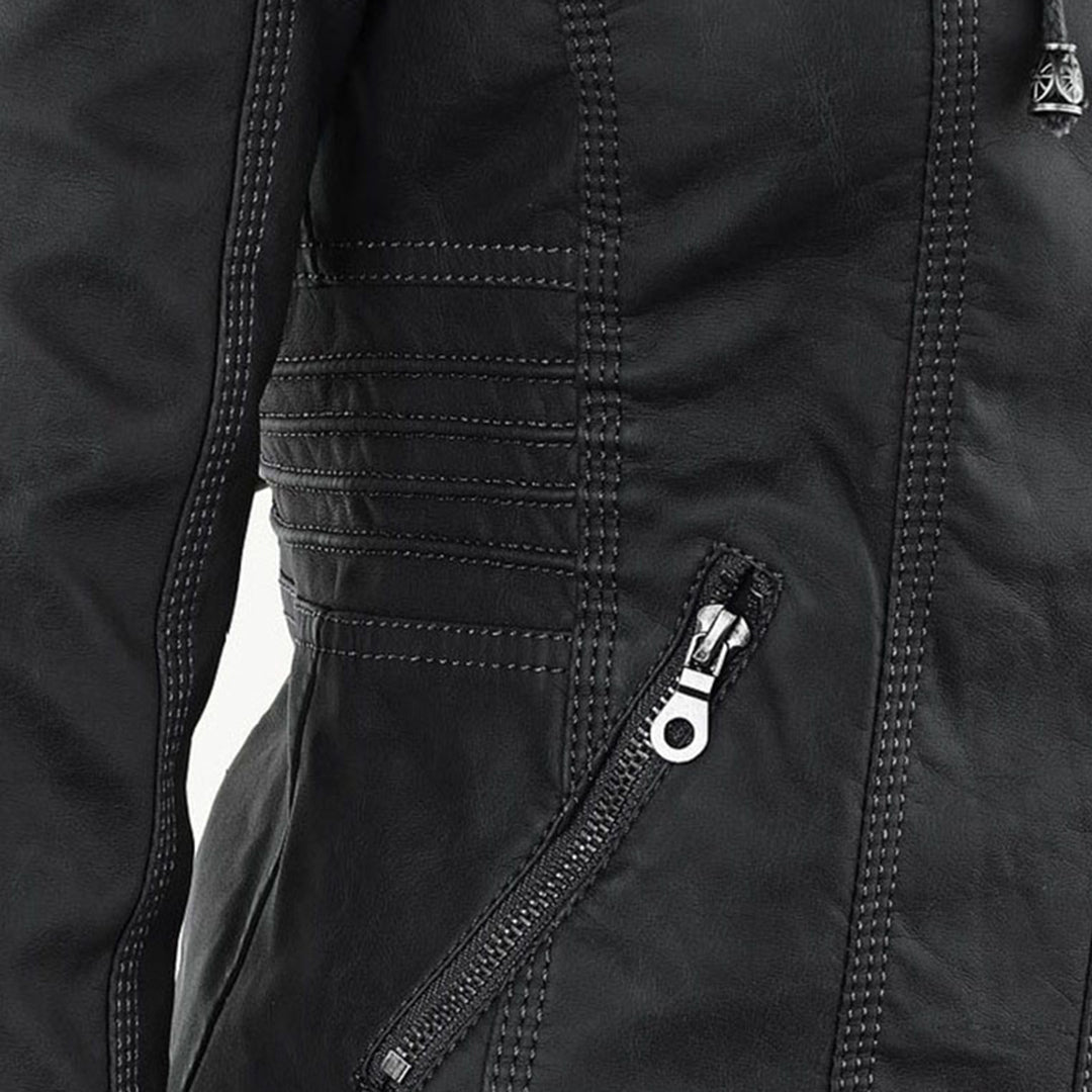 Rieke - Veste femme en similicuir à capuche et fermeture éclair