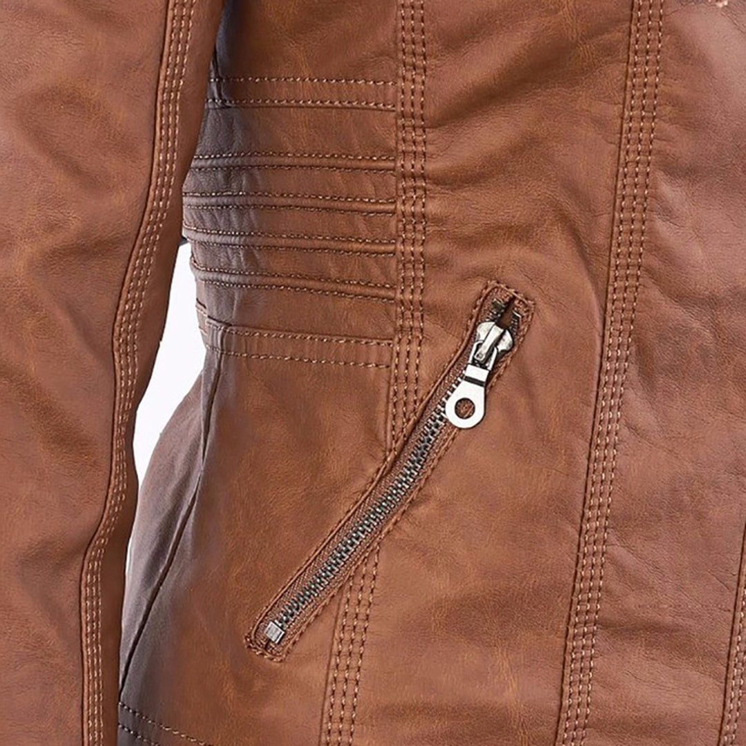 Rieke - Veste femme en similicuir à capuche et fermeture éclair