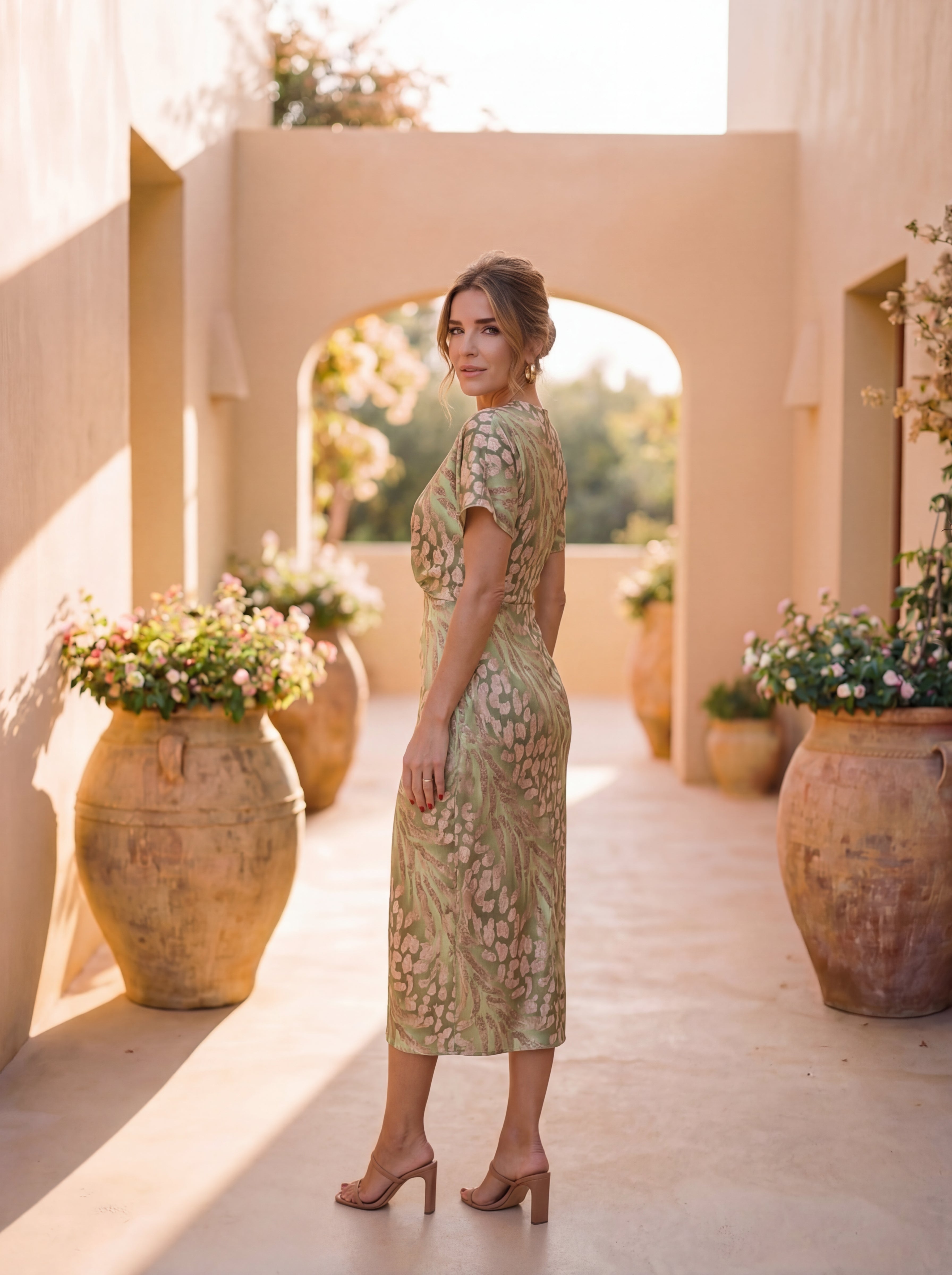 Rovella™ - Robe Midi Femme Drapée Nœud Élégant Style Sophistiqué