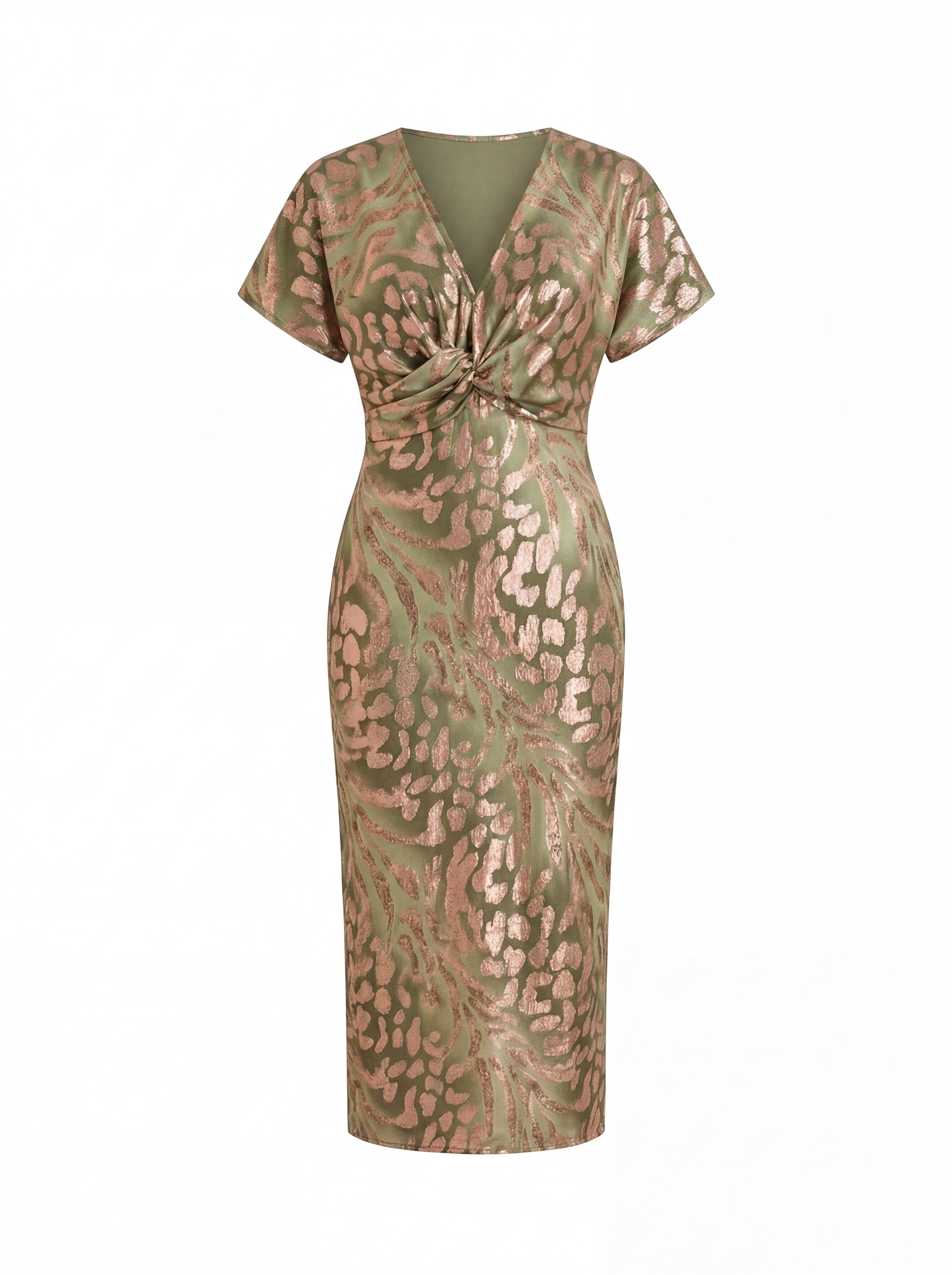 Rovella™ - Robe Midi Femme Drapée Nœud Élégant Style Sophistiqué
