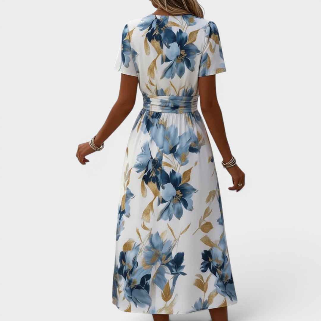 Havienne - Robe midi femme fleurie à col cache-cœur