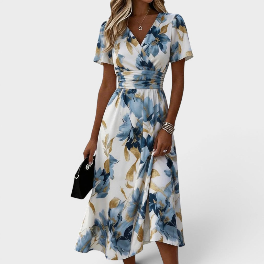 Havienne - Robe midi femme fleurie à col cache-cœur