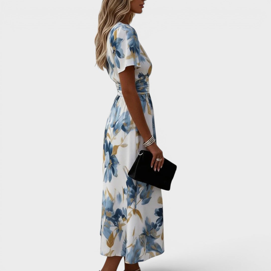 Havienne - Robe midi femme fleurie à col cache-cœur