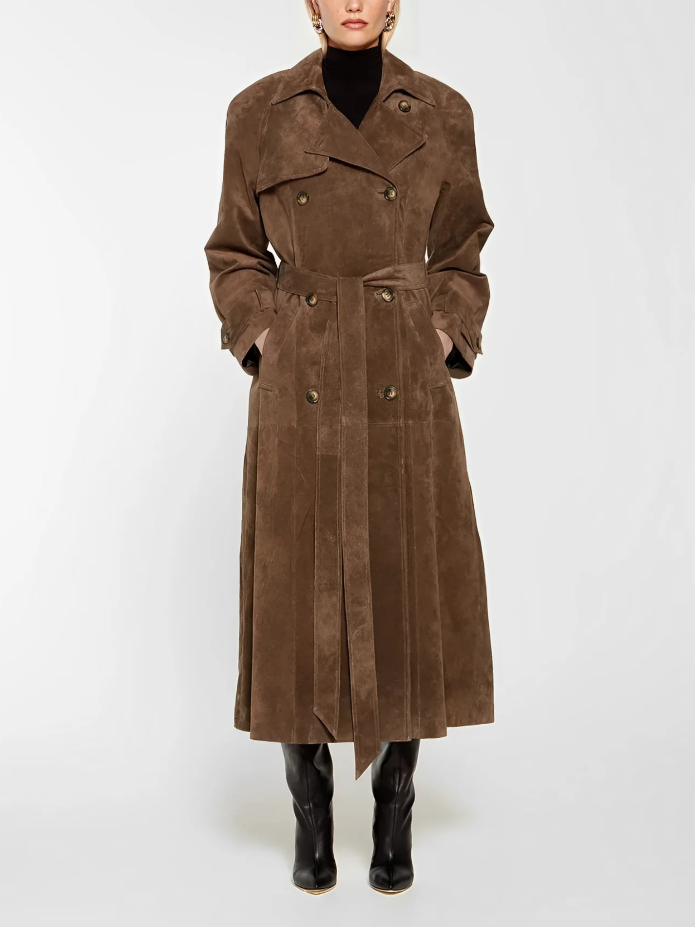 Cléore™ - Manteau Trench Élégant en Daim Synthétique