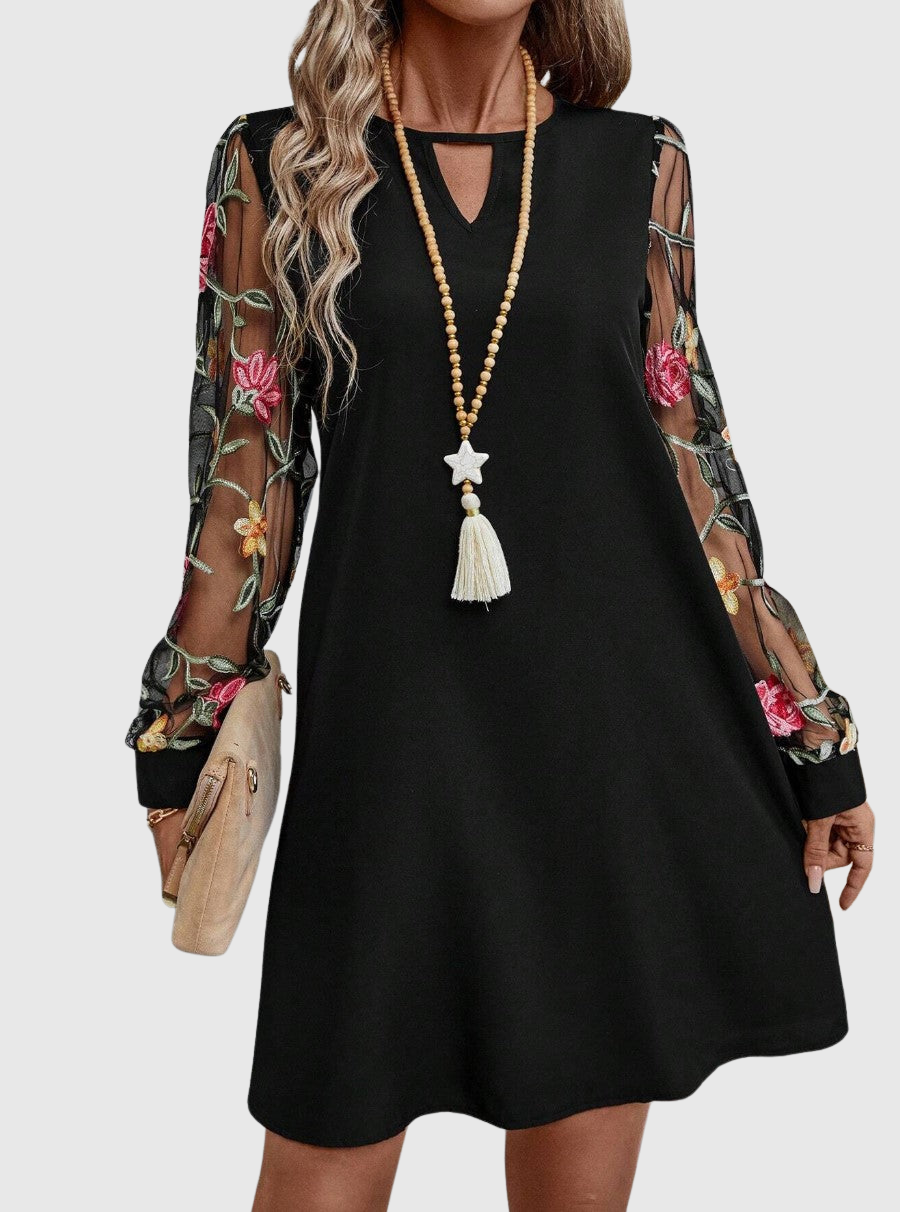 Neravira - Robe Féminine à Décolleté Plongeant et Manches Voilées