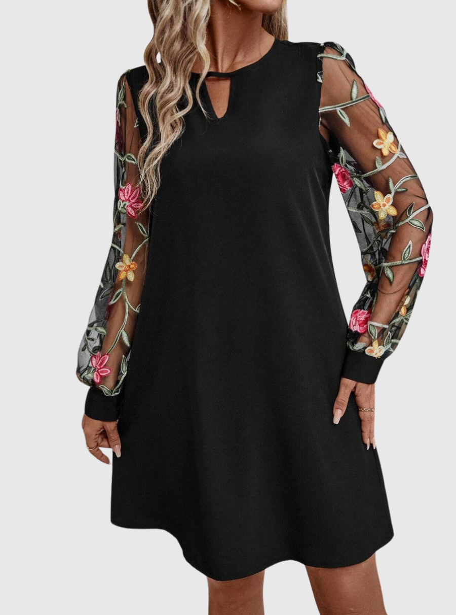 Neravira - Robe Féminine à Décolleté Plongeant et Manches Voilées