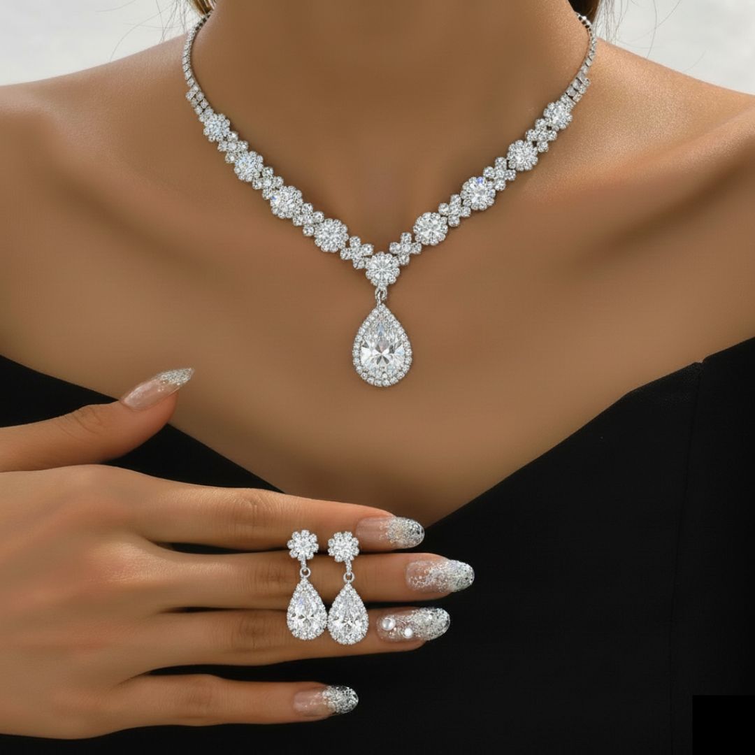Gwenelivra™ - Ensemble de Bijoux Élégant en Zirconia Bleu Profond