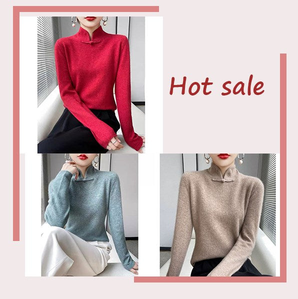 Jovienna - Pull Hiver à Col Montant Élégant avec Fermoir Vintage
