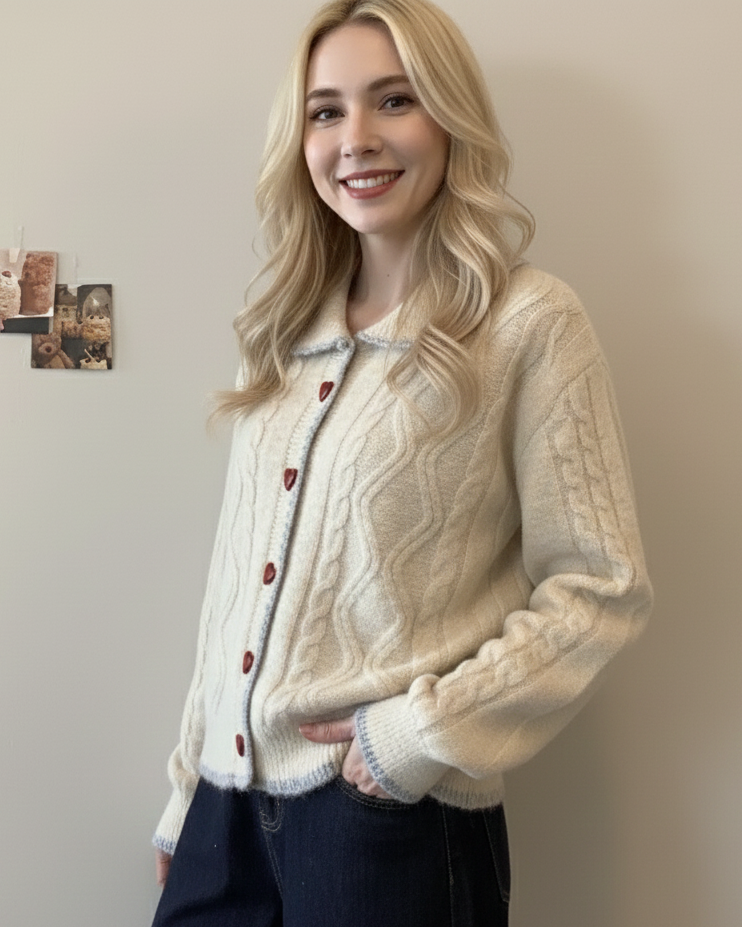 Oralissavine™ - Cardigan Cœur Tricoté Vintage