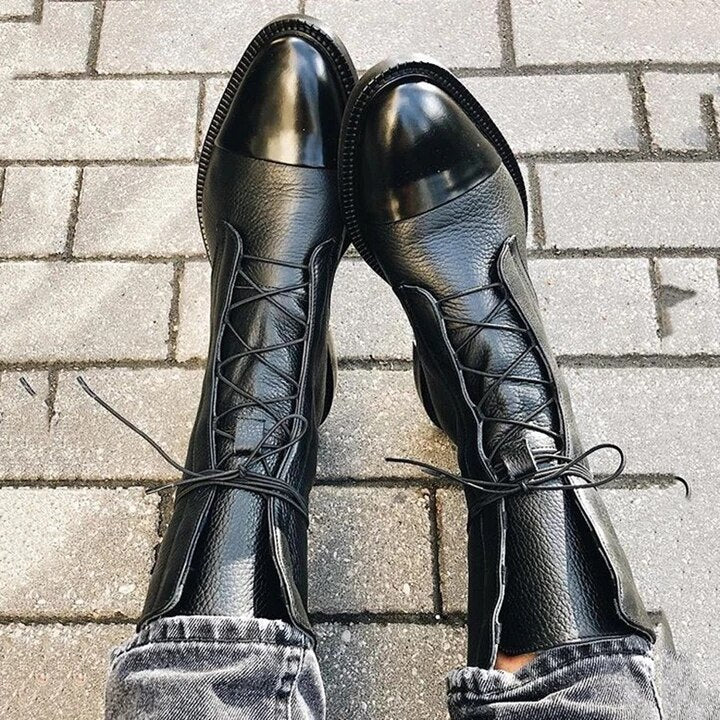 Mireille™ - Bottes en cuir verni style britannique pour femmes