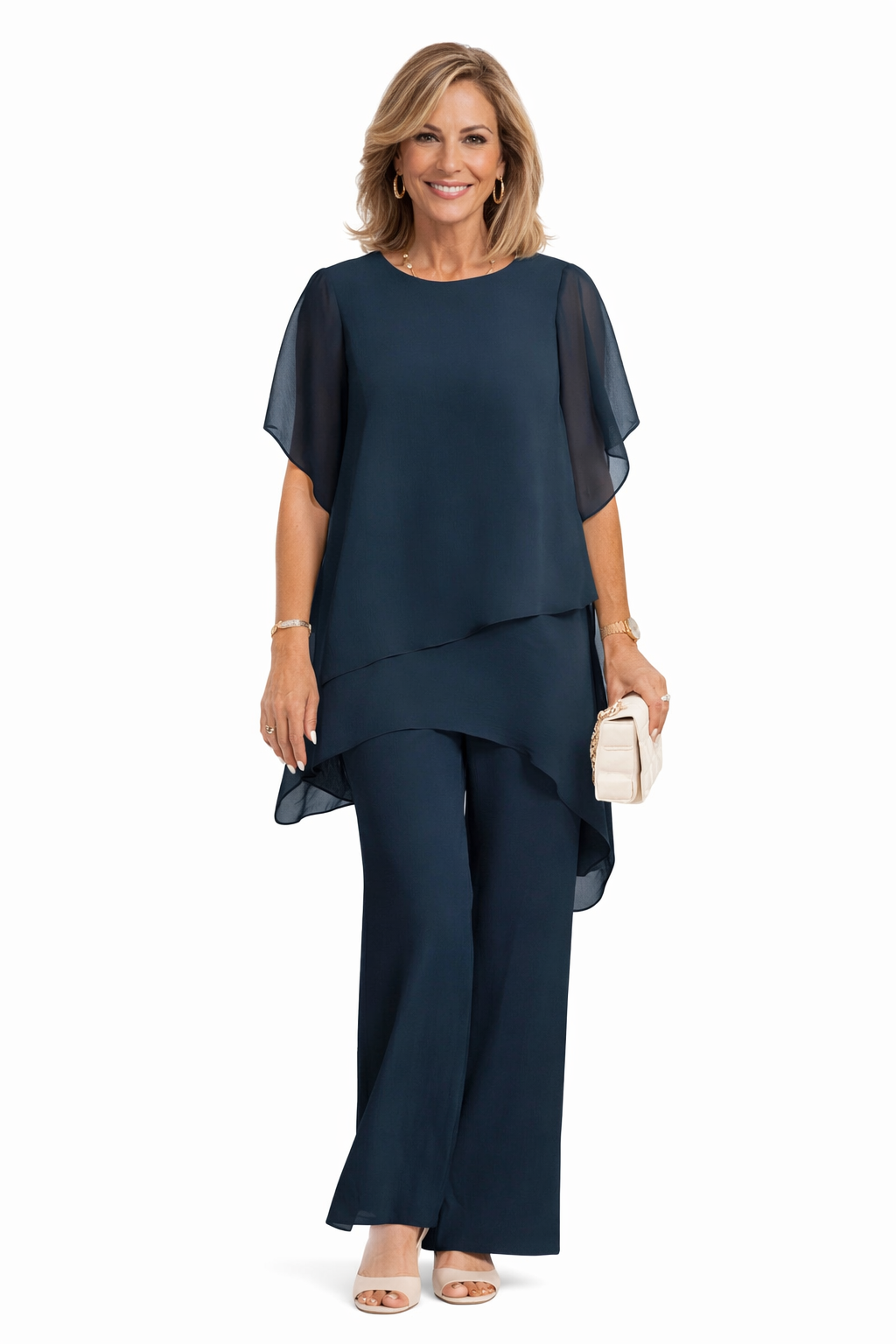 Avelonix™ - Ensemble femme deux pièces fluide élégant pantalon large soirée