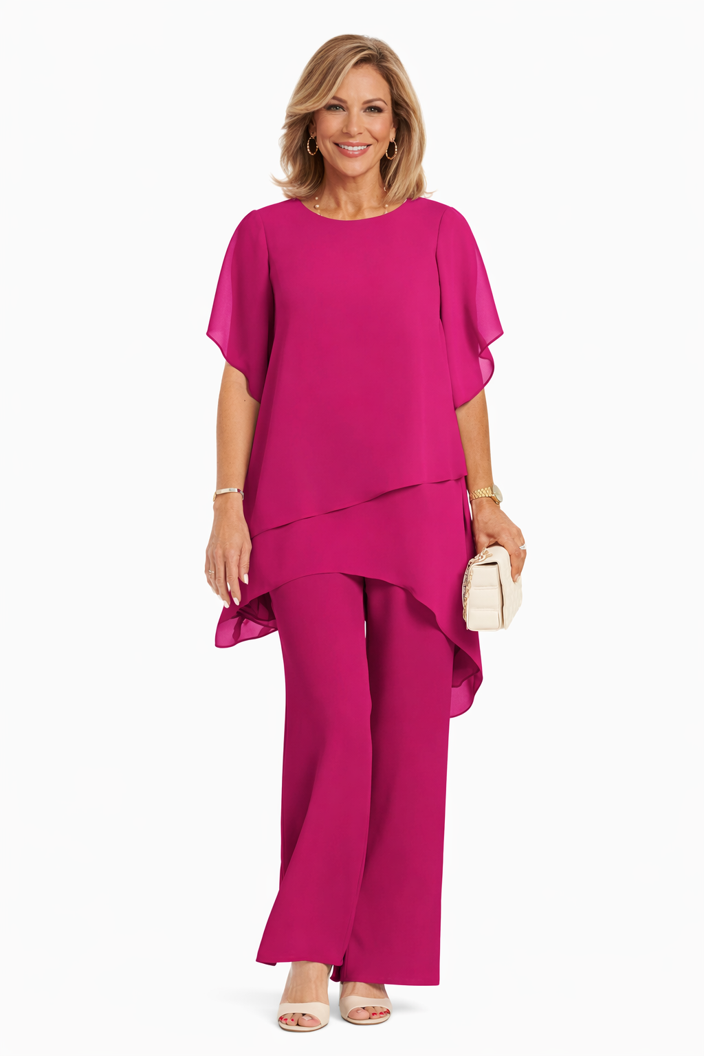 Avelonix™ - Ensemble femme deux pièces fluide élégant pantalon large soirée